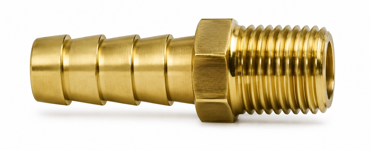 Brass 1/4" MPT x 1/2" Hose Barb Adapter