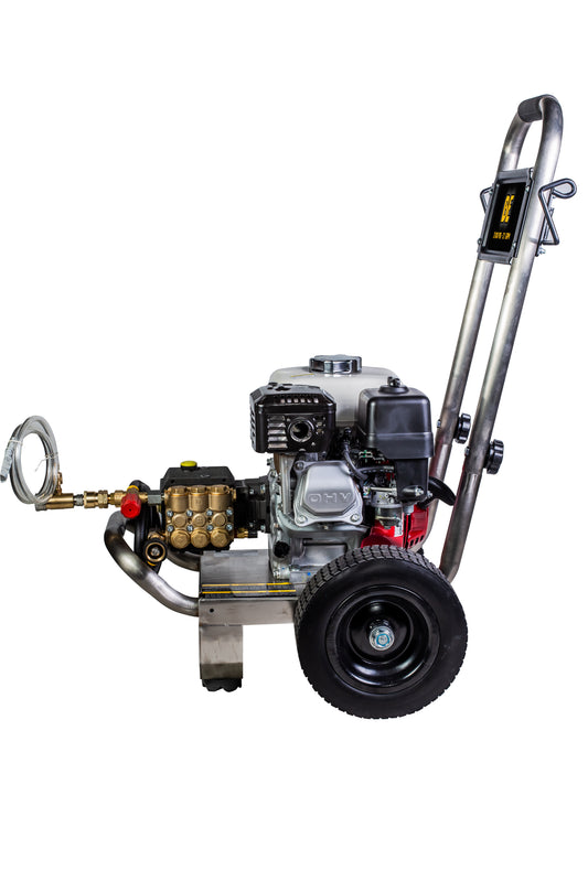 3100 PSI 3.1 GPM Cold Water Gas Pressure Washer Honda GX200 Engine and General Triplex Pump on Stainless Steel Frame