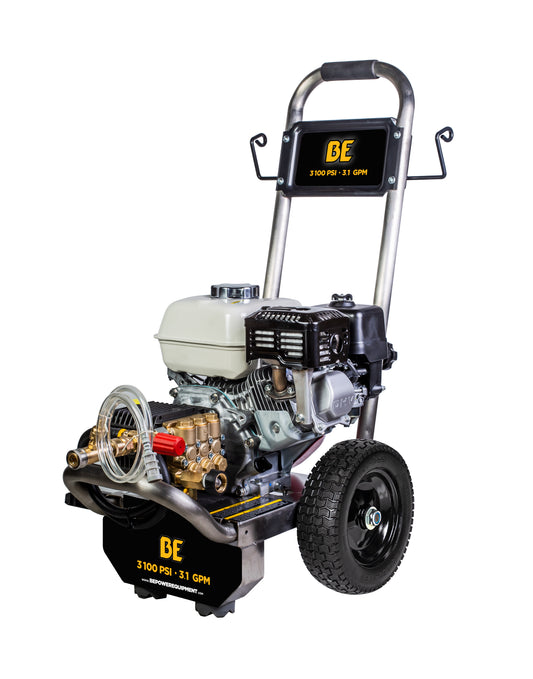 3100 PSI 3.1 GPM Cold Water Gas Pressure Washer Honda GX200 Engine and General Triplex Pump on Stainless Steel Frame