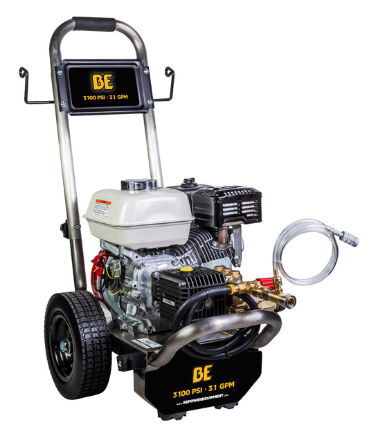 3100 PSI 3.1 GPM Cold Water Gas Pressure Washer Honda GX200 Engine and General Triplex Pump on Stainless Steel Frame