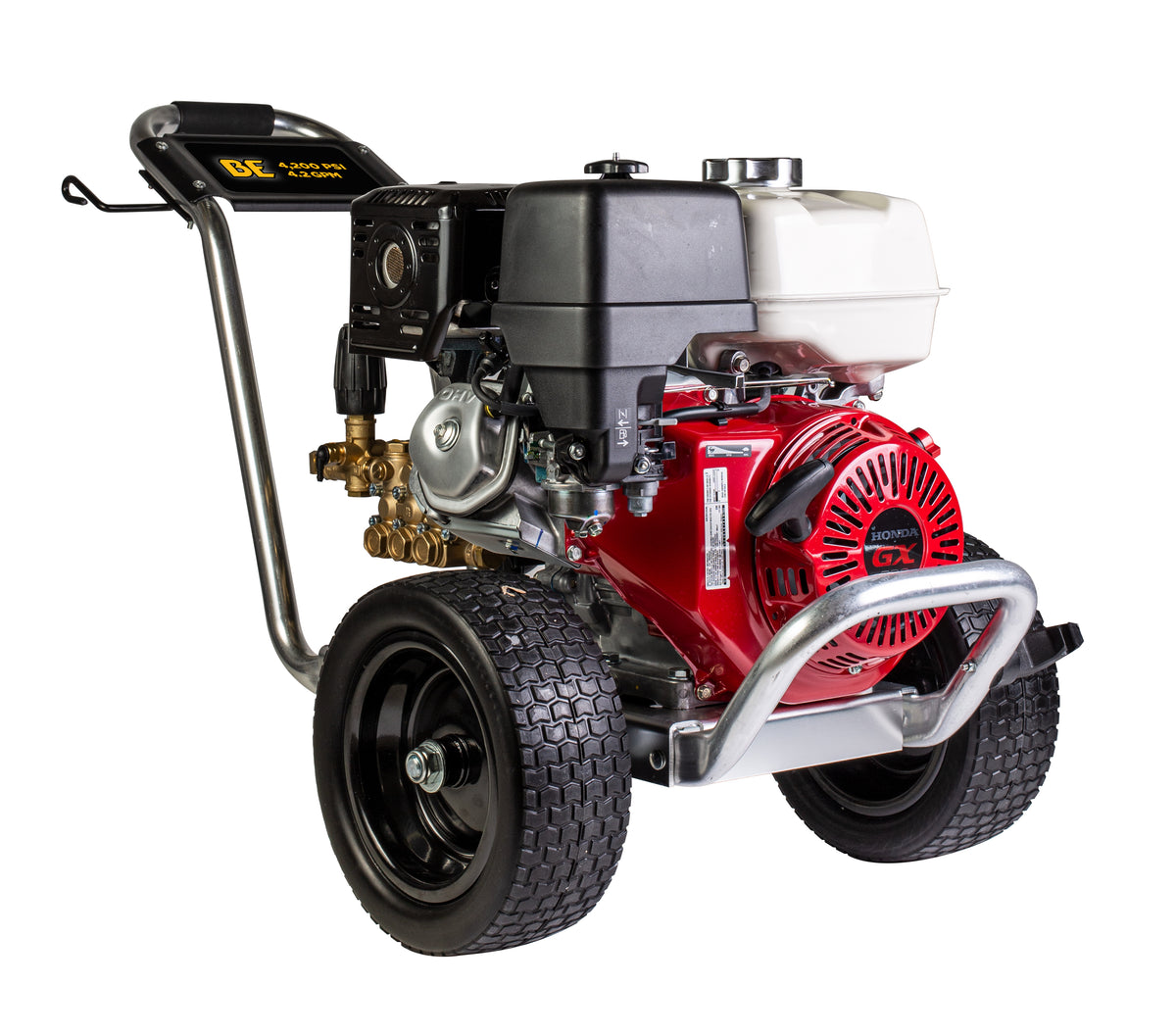 4200 PSI 4.2 GPM Cold Water Gas Pressure Washer Honda GX390 Engine and General Triplex Pump on Aluminum Frame