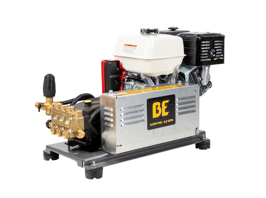4200PSI 4.2GPM Cold Water Gas Pressure Washer Honda GX390 Electric Start, Belt Drive, General Triplex Pump, Mount Truck or Tr