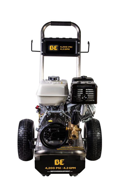 4200PSI 4.2GPM Cold Water Gas Pressure Washer Honda GX390 Engine and General Triplex Pump on Stainless Steel Frame