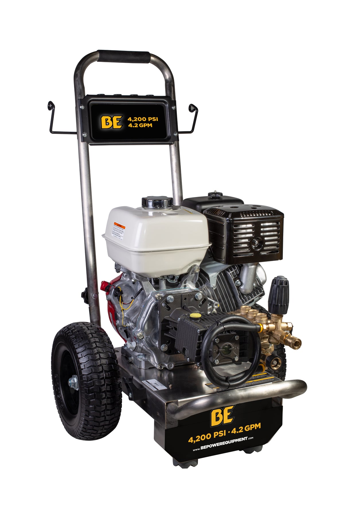 4200PSI 4.2GPM Cold Water Gas Pressure Washer Honda GX390 Engine and General Triplex Pump on Stainless Steel Frame