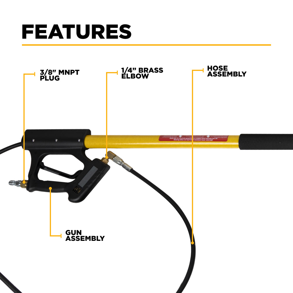 12' Telescoping Wand, includes lever locks, gun, wand and hose