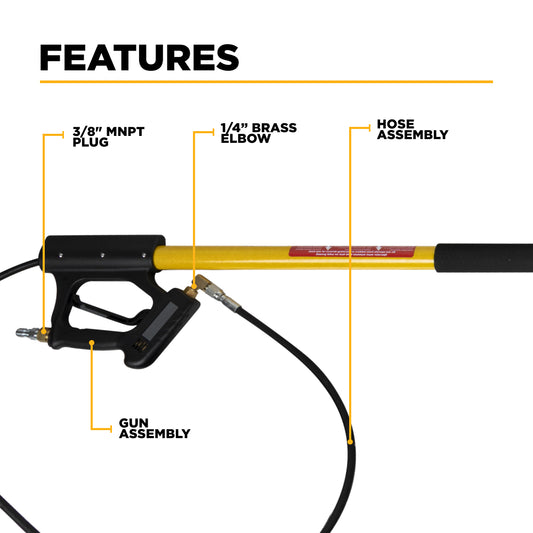 18' Telescoping Wand, includes lever locks, gun, wand and hose