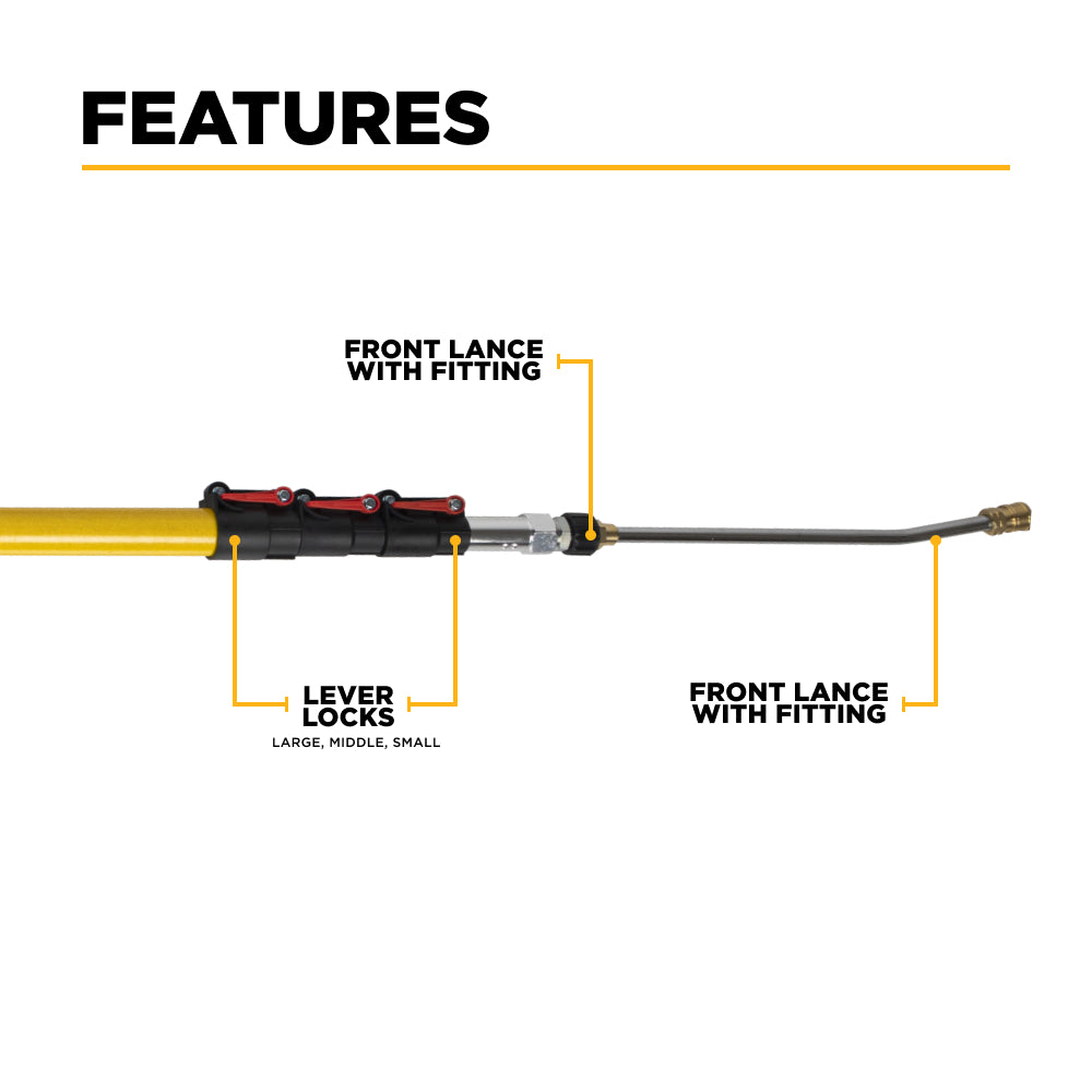 24' Telescoping Wand, includes lever locks, gun, wand and hose