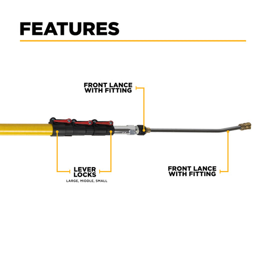 24' Telescoping Wand, includes lever locks, gun, wand and hose