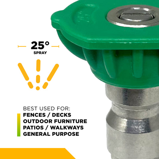 25° Quick Connect Spray Pressure Washer Green Nozzle - 7.5 Orifice
