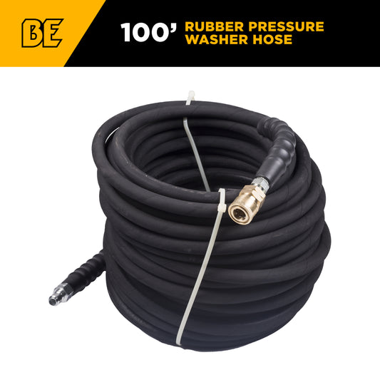 Pressure Washer 100 ft x 3/8 - inch 4500 PSI Black Hose with Quick Connect