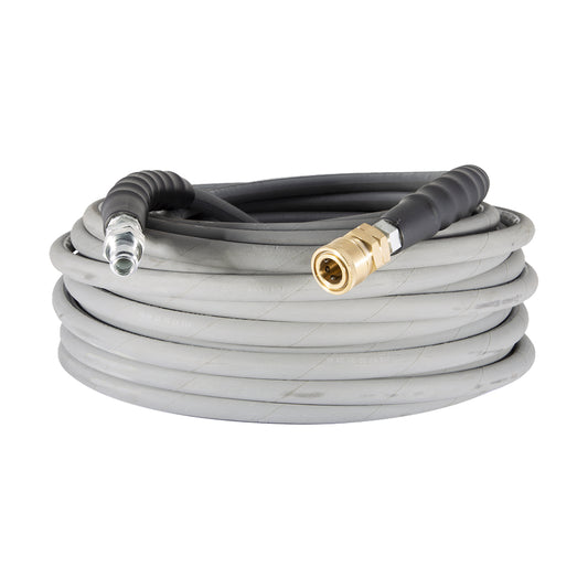 Pressure Washer 100 ft x 3/8 - inch 4500 PSI Grey Non Marking Hose with Quick Connect