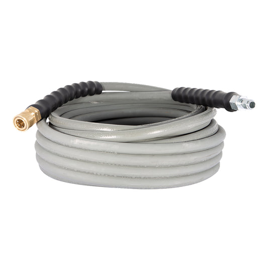 Pressure Washer 50 ft x 3/8 - inch 4500 PSI Grey Non-Marking Hose with Quick Connect