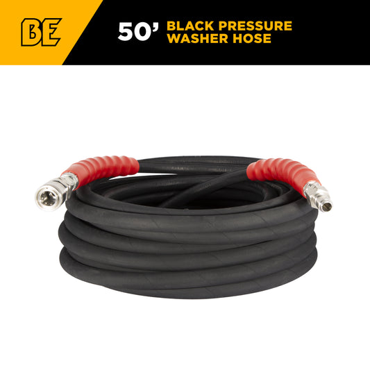 Pressure Washer 50 ft x 3/8 - inch 6000 PSI Black Hose with Quick Connect