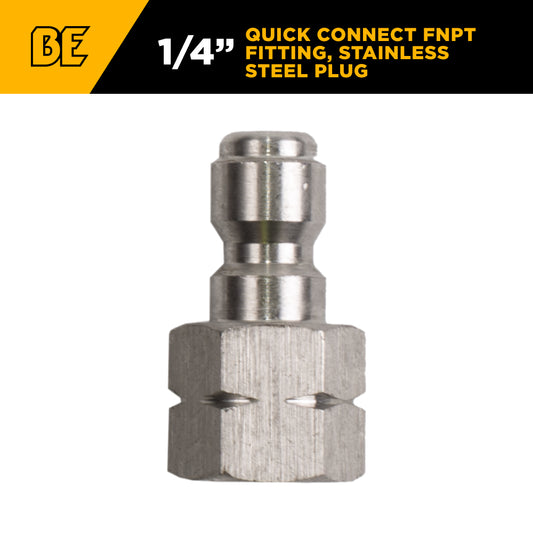 PW 1/4" FNPT x Quick Connect 6,000 PSI Stainless Steel Fitting (Plug)