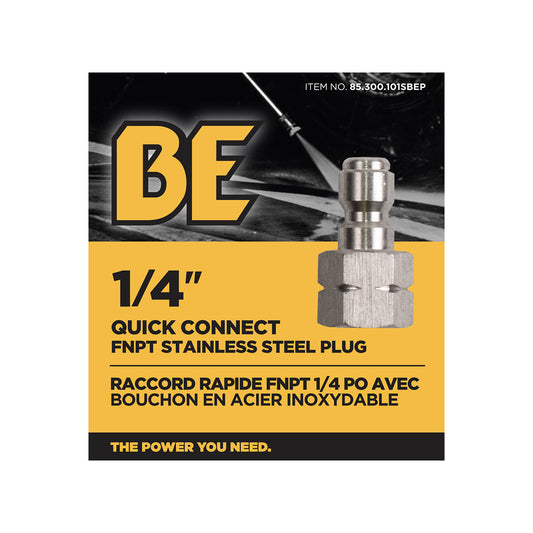 PW 1/4" FNPT x Quick Connect 6,000 PSI Stainless Steel Fitting (Plug)