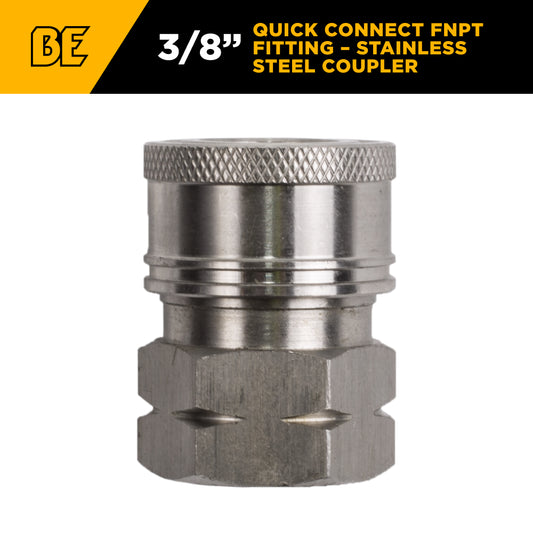 PW 3/8" FNPT x Quick Connect 6,000 PSI Stainless Steel Fitting (Coupler)