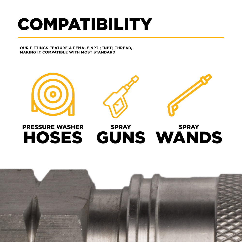 PW 3/8" FNPT x Quick Connect 6,000 PSI Stainless Steel Fitting (Coupler)