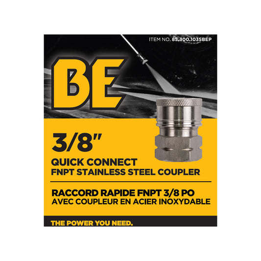PW 3/8" FNPT x Quick Connect 6,000 PSI Stainless Steel Fitting (Coupler)