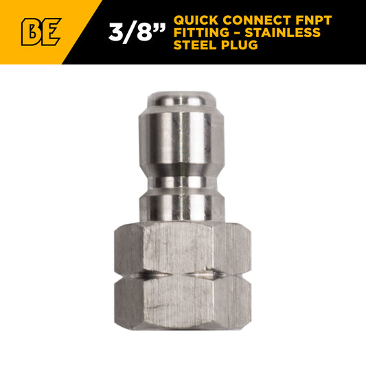 PW 3/8" FNPT x Quick Connect 6,000 PSI Stainless Steel Fitting (Plug)