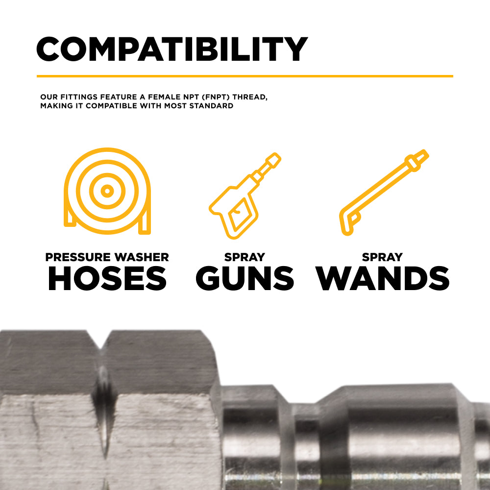 PW 3/8" FNPT x Quick Connect 6,000 PSI Stainless Steel Fitting (Plug)