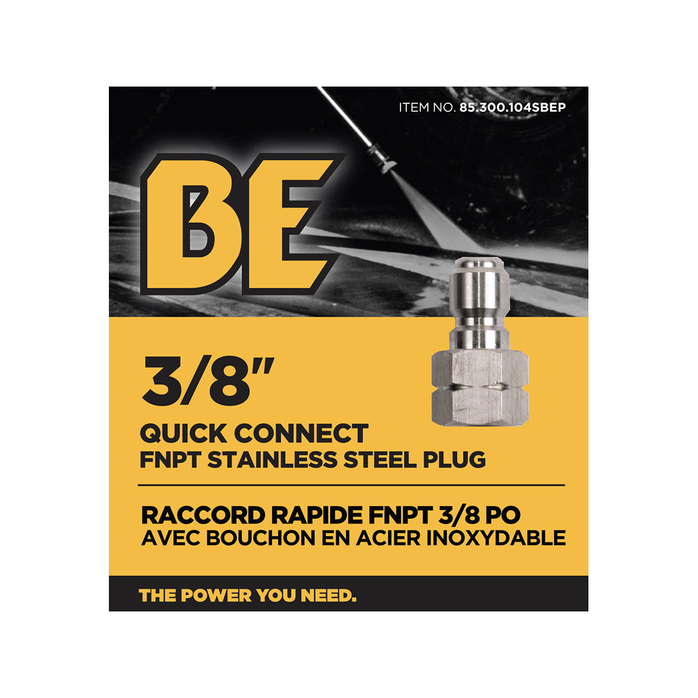 PW 3/8" FNPT x Quick Connect 6,000 PSI Stainless Steel Fitting (Plug)