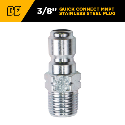PW 3/8" MNPT x Quick Connect 5,000 PSI Coated Steel Fitting (Plug)