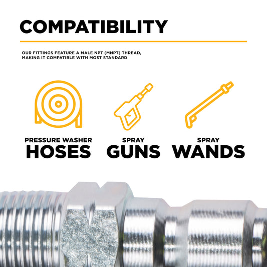 PW 3/8" MNPT x Quick Connect 5,000 PSI Coated Steel Fitting (Plug)