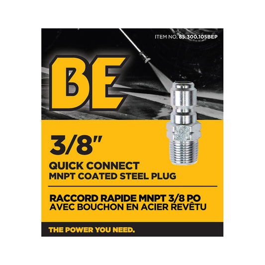 PW 3/8" MNPT x Quick Connect 5,000 PSI Coated Steel Fitting (Plug)