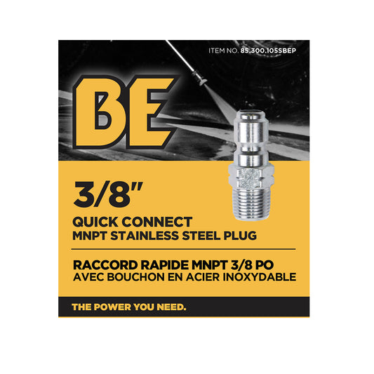 PW 3/8" MNPT x Quick Connect 6,000 PSI Stainless Steel Fitting (Plug)