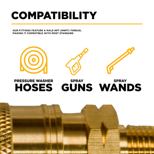 PW 1/4" MNPT x Quick Connect 5,000 PSI Brass Fitting (Coupler)