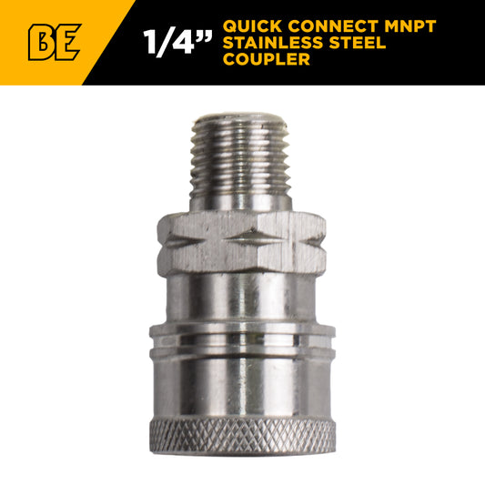 PW 1/4" MNPT x Quick Connect 6,000 PSI Stainless Steel Fitting (Coupler)