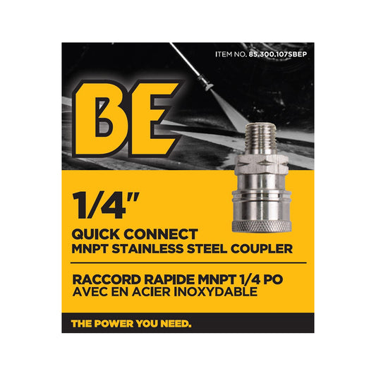 PW 1/4" MNPT x Quick Connect 6,000 PSI Stainless Steel Fitting (Coupler)