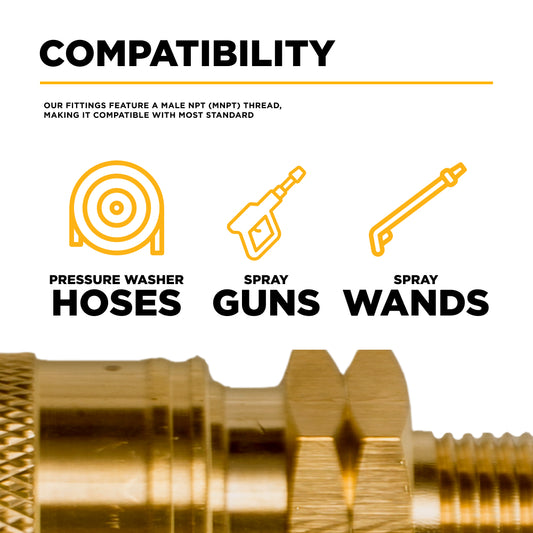 PW 3/8" MNPT x Quick Connect 5,000 PSI Brass Fitting (Coupler)