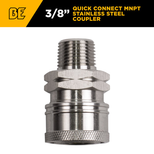 PW 3/8" MNPT x Quick Connect 6,000 PSI Stainless Steel Fitting (Coupler)