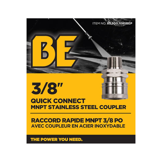 PW 3/8" MNPT x Quick Connect 6,000 PSI Stainless Steel Fitting (Coupler)