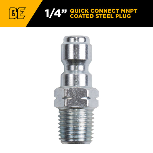 PW 1/4" MNPT x Quick Connect 5,000 PSI Coated Steel Fitting (Plug)