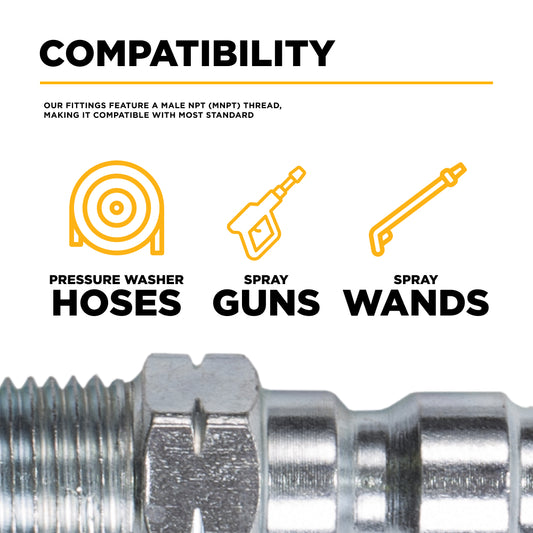 PW 1/4" MNPT x Quick Connect 5,000 PSI Coated Steel Fitting (Plug)