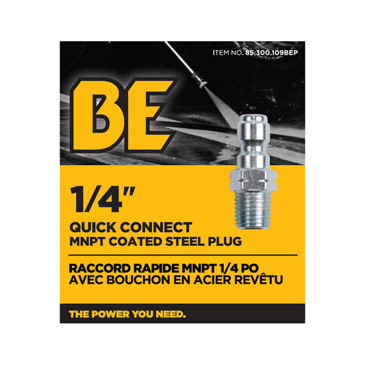 PW 1/4" MNPT x Quick Connect 5,000 PSI Coated Steel Fitting (Plug)