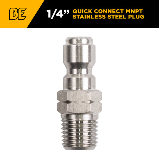PW 1/4" MNPT x Quick Connect 6,000 PSI Stainless Steel Fitting (Plug)