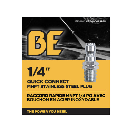 PW 1/4" MNPT x Quick Connect 6,000 PSI Stainless Steel Fitting (Plug)