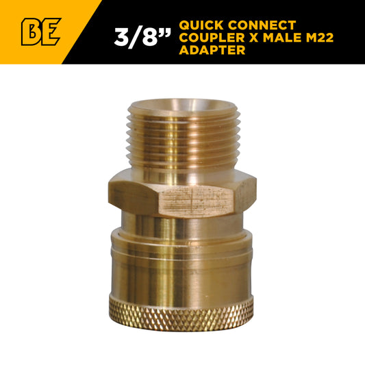 PW Male M22 x 3/8" Quick Connect Adapter Fitting (Coupler)