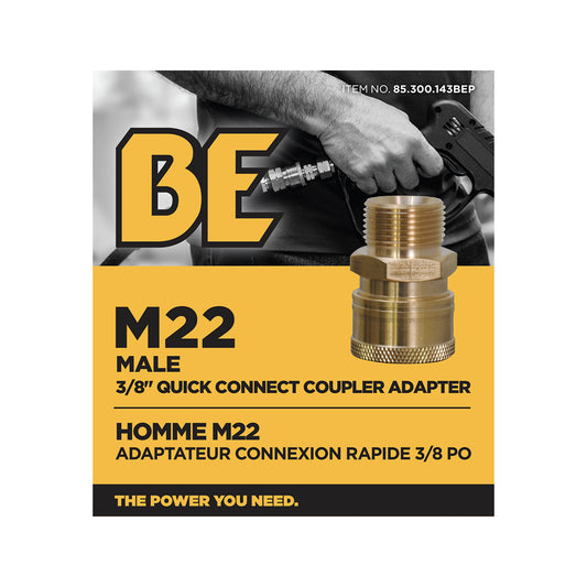PW Male M22 x 3/8" Quick Connect Adapter Fitting (Coupler)
