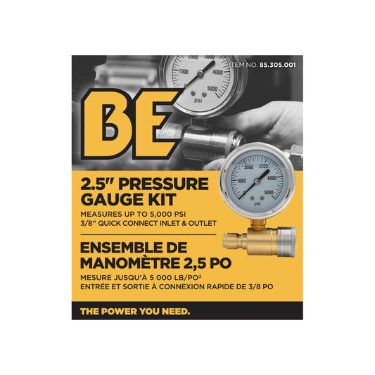 5,000 PSI 2.5" Pressure Gauge Kit with 3/8" Quick Connect