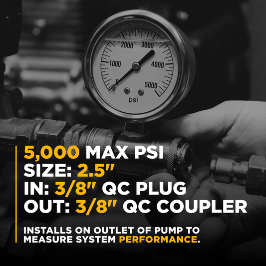 5,000 PSI 2.5" Pressure Gauge Kit with 3/8" Quick Connect