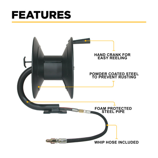 Pressure Washer 100 ft x 3/8 Inch, High Pressure Hose Reel
