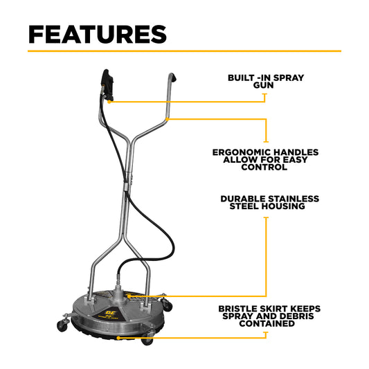 20" Whirl-A-Way Stainless Steel Commercial Pressure Washer Surface Cleaner for Hot/Cold Water