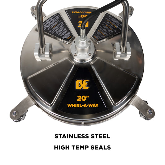 20" Whirl-A-Way Stainless Steel Commercial Pressure Washer Surface Cleaner for Hot/Cold Water