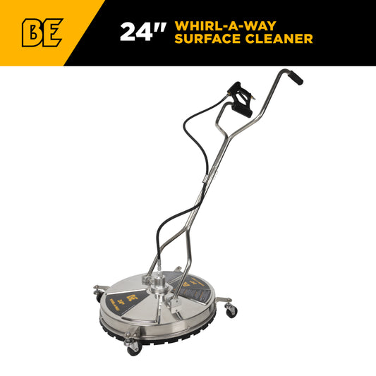 24" Whirl-A-Way Stainless Steel Commercial Pressure Washer Surface Cleaner for Hot/Cold Water