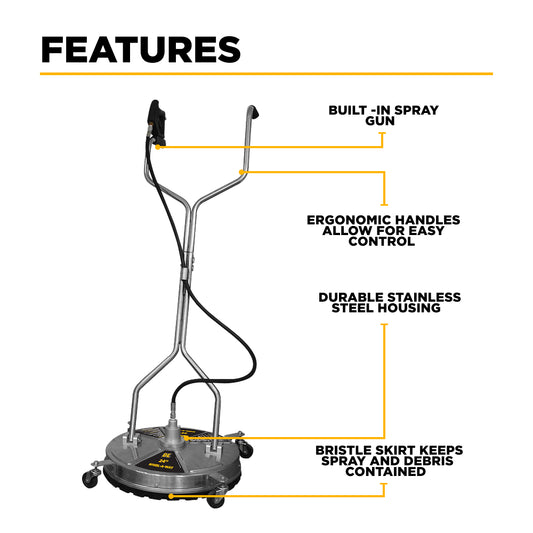 24" Whirl-A-Way Stainless Steel Commercial Pressure Washer Surface Cleaner for Hot/Cold Water