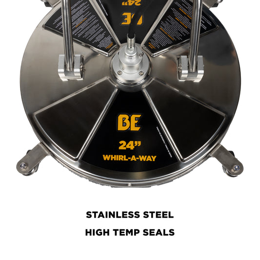 24" Whirl-A-Way Stainless Steel Commercial Pressure Washer Surface Cleaner for Hot/Cold Water
